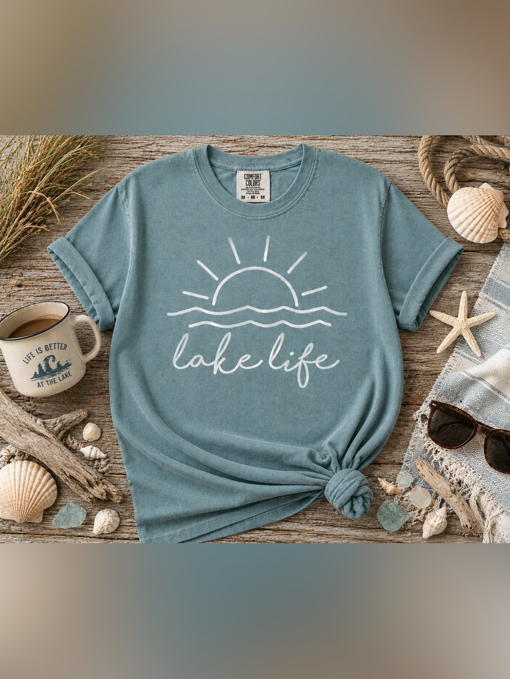 Lake Life Comfort Colors Tee Coastal Graphic Shirt Beach Lake Summer Tee